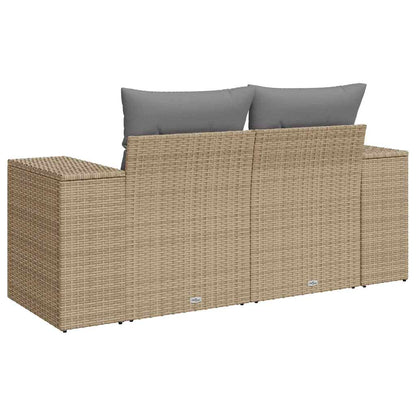 vidaXL Canapé de jardin 2 places avec coussins en résine tressée beige