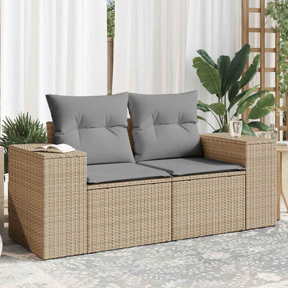 vidaXL Canapé de jardin 2 places avec coussins en résine tressée beige