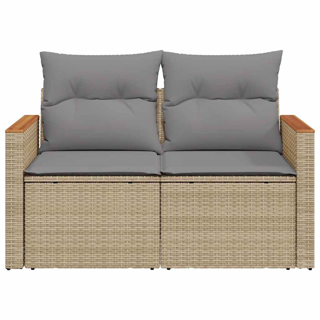 vidaXL Canapé de jardin 2 places avec coussins en résine tressée beige