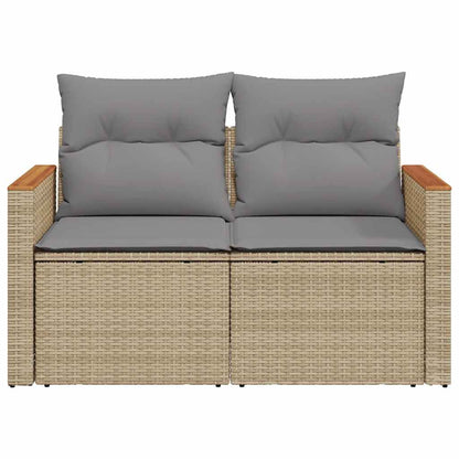 vidaXL Canapé de jardin 2 places avec coussins en résine tressée beige