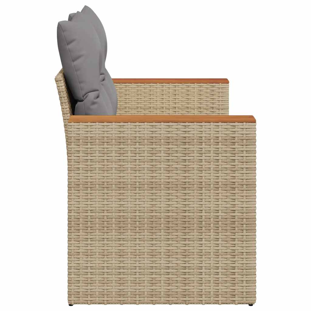 vidaXL Canapé de jardin 2 places avec coussins en résine tressée beige