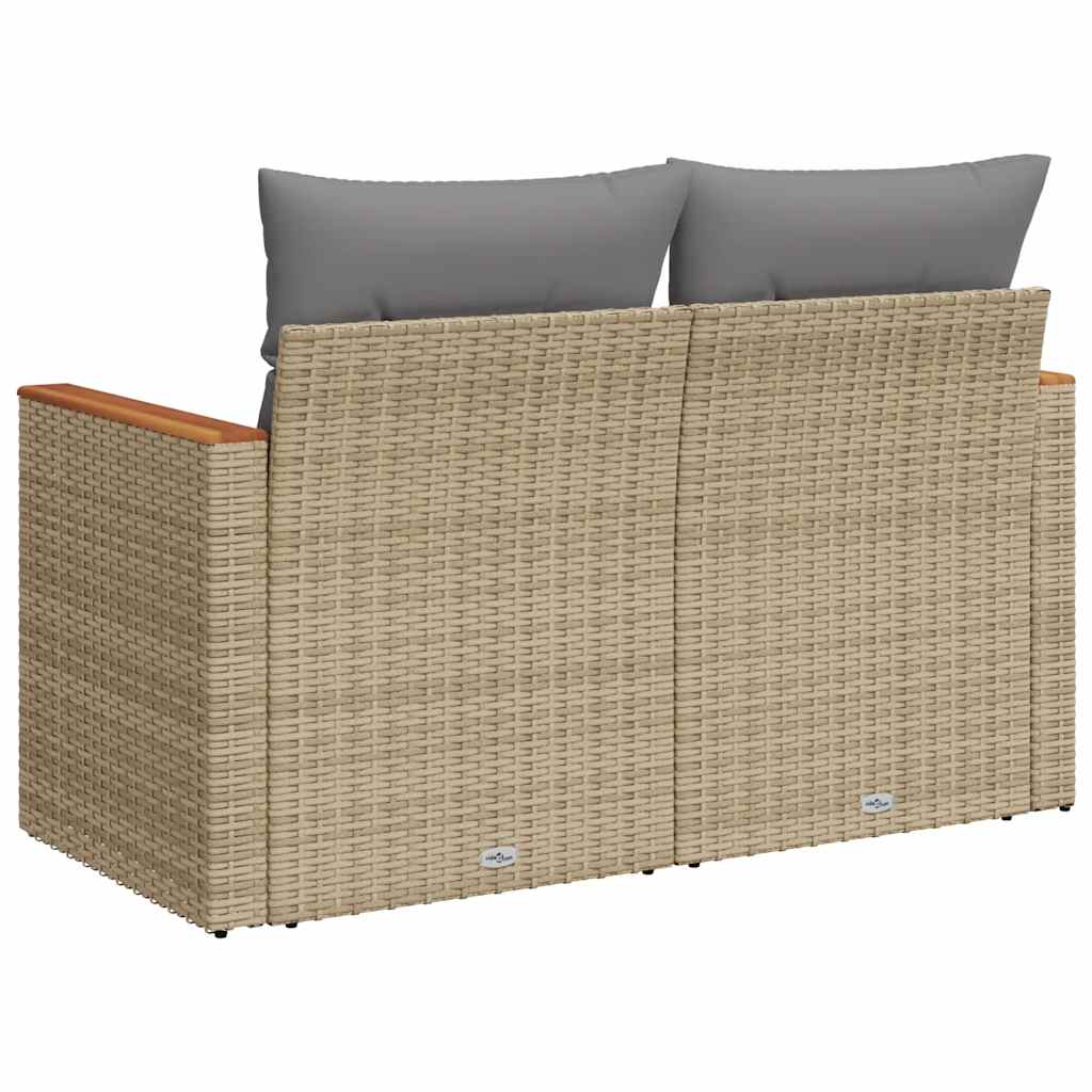vidaXL Canapé de jardin 2 places avec coussins en résine tressée beige