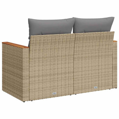 vidaXL Canapé de jardin 2 places avec coussins en résine tressée beige