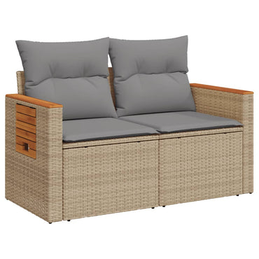 vidaXL Canapé de jardin 2 places avec coussins en résine tressée beige