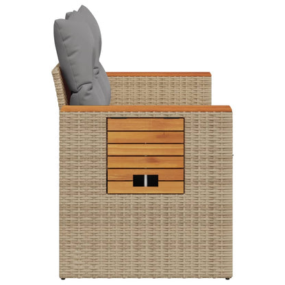 vidaXL Gartensofa mit Kissen 2-Sitzer Beige Poly Rattan