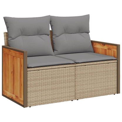 vidaXL Canapé de jardin 2 places avec coussins en résine tressée beige