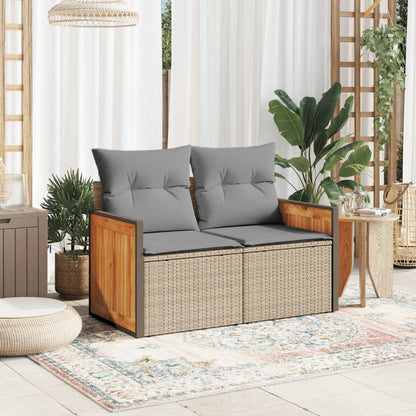 vidaXL Canapé de jardin 2 places avec coussins en résine tressée beige