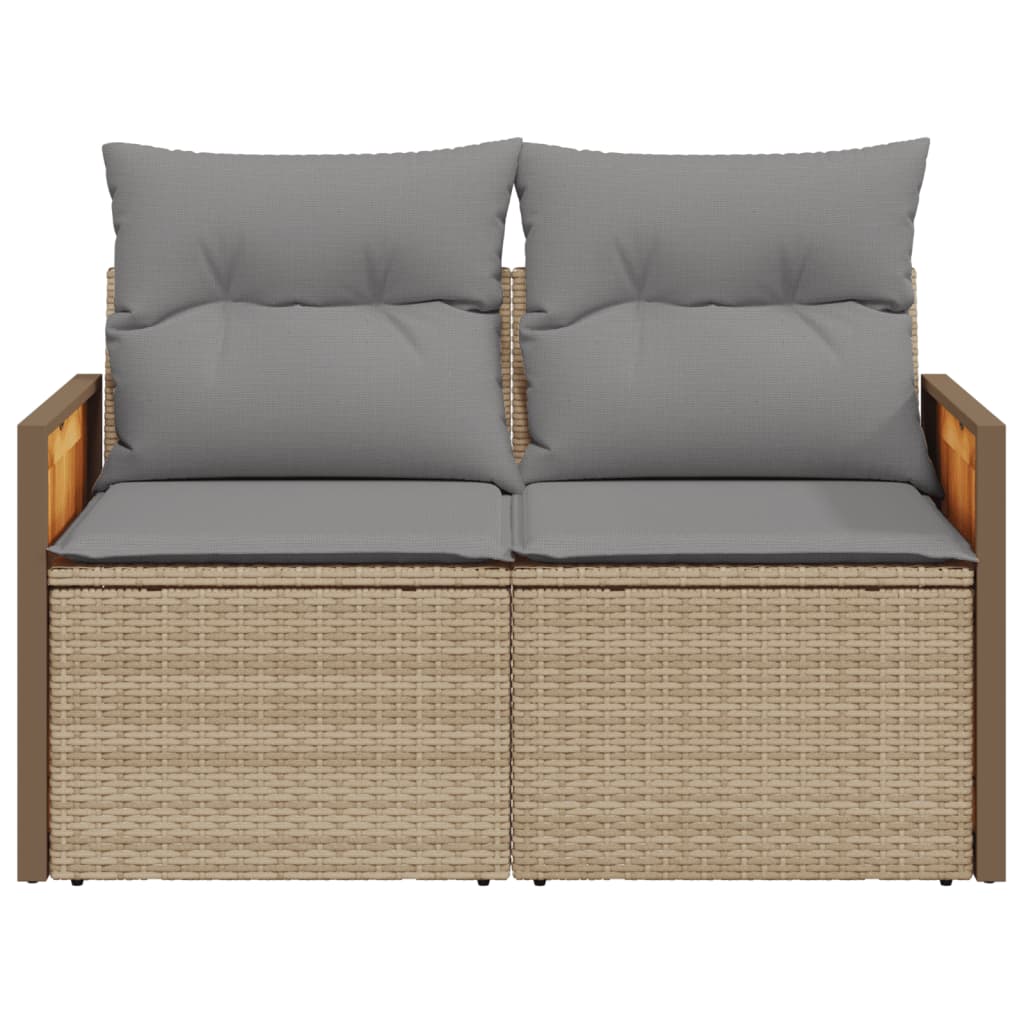 vidaXL Canapé de jardin 2 places avec coussins en résine tressée beige