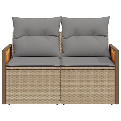 vidaXL Canapé de jardin 2 places avec coussins en résine tressée beige
