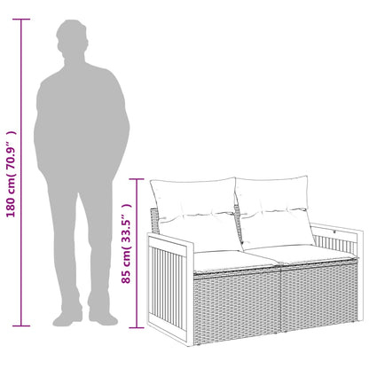 vidaXL Canapé de jardin 2 places avec coussins en résine tressée beige