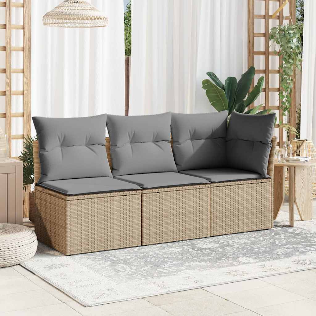 vidaXL Fauteuil de jardin sans accoudoirs avec coussin Beige Poly Rotin