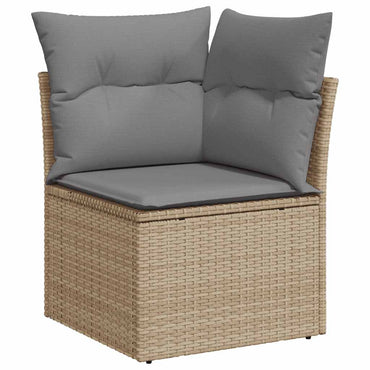 vidaXL Canapé d'angle de jardin avec coussins Beige Rotin PE