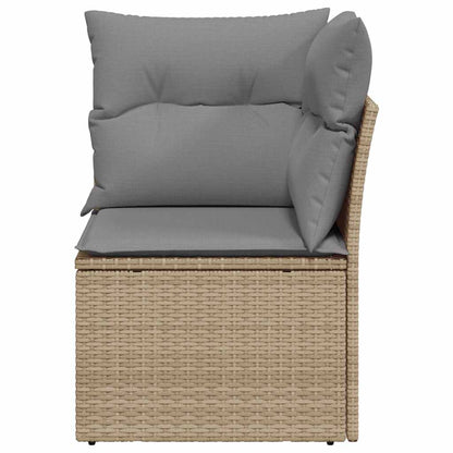 vidaXL Canapé d'angle de jardin avec coussins Beige Rotin PE