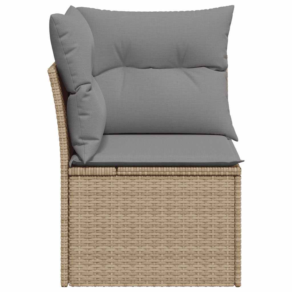 vidaXL Canapé d'angle de jardin avec coussins Beige Rotin PE