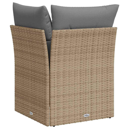 vidaXL Canapé d'angle de jardin avec coussins Beige Rotin PE
