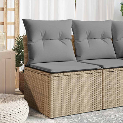 vidaXL Canapé d'angle de jardin avec coussins Beige Rotin PE