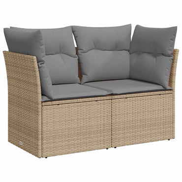 vidaXL Canapé de jardin 2 places avec coussins en résine tressée beige