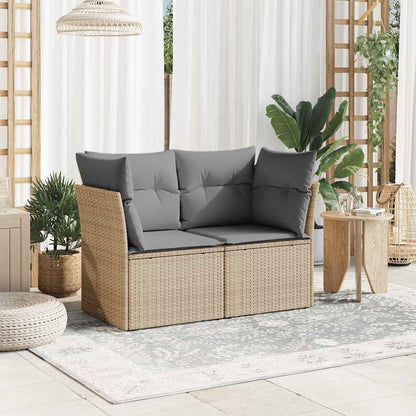 vidaXL Canapé de jardin 2 places avec coussins en résine tressée beige