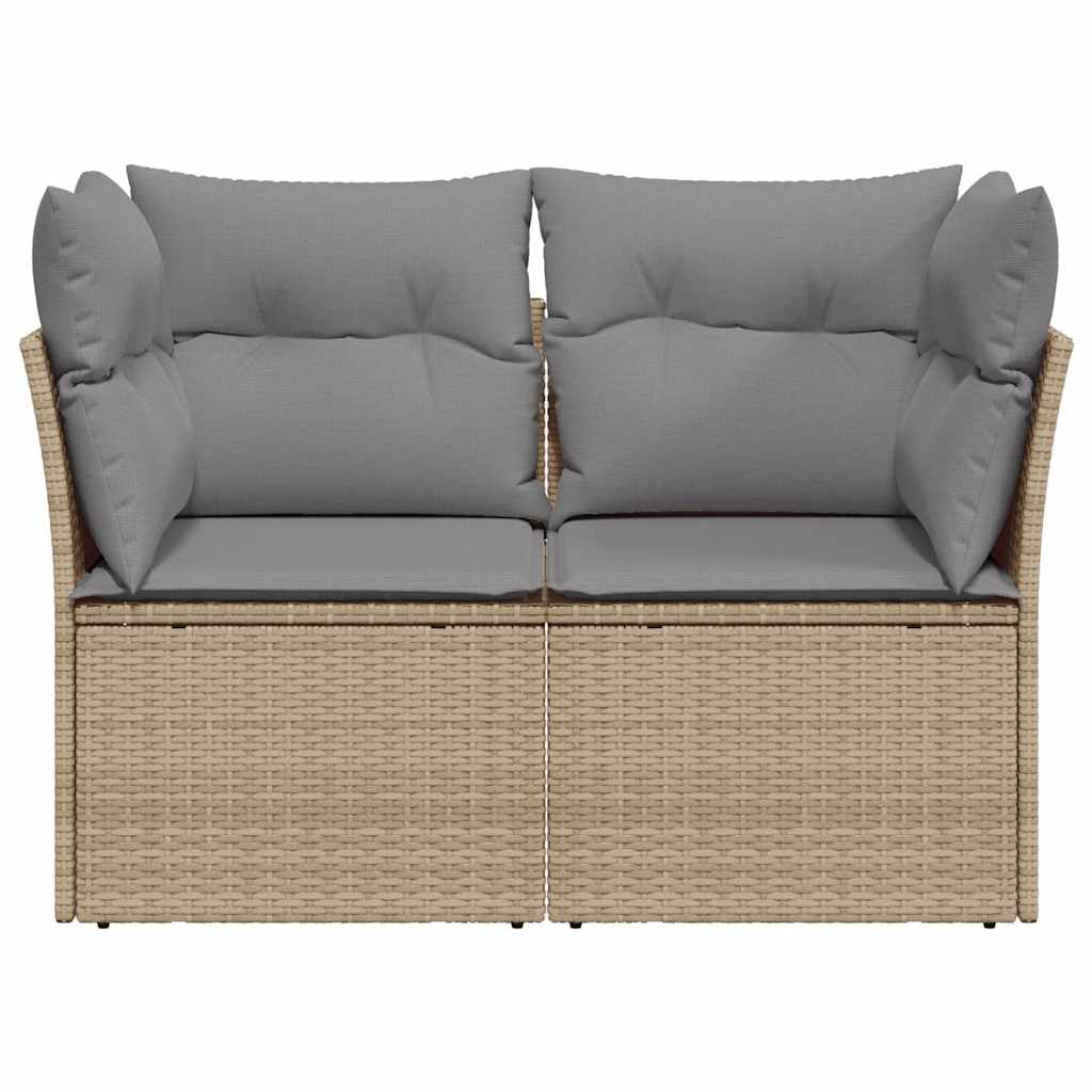 vidaXL Canapé de jardin 2 places avec coussins en résine tressée beige