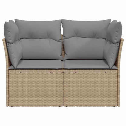 vidaXL Canapé de jardin 2 places avec coussins en résine tressée beige