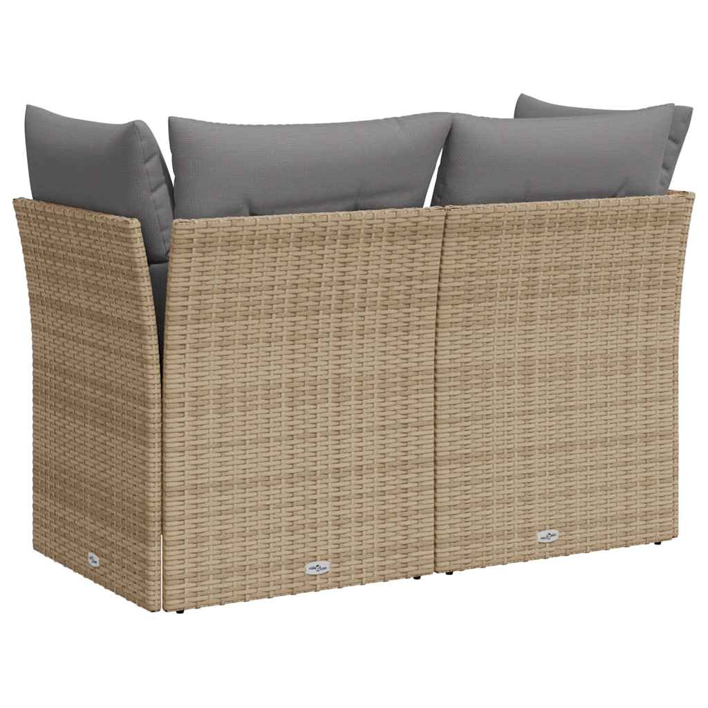 vidaXL Canapé de jardin 2 places avec coussins en résine tressée beige