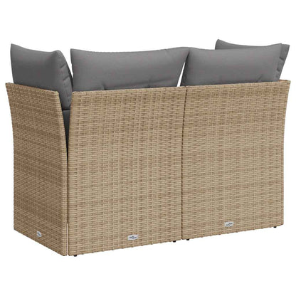 vidaXL Canapé de jardin 2 places avec coussins en résine tressée beige