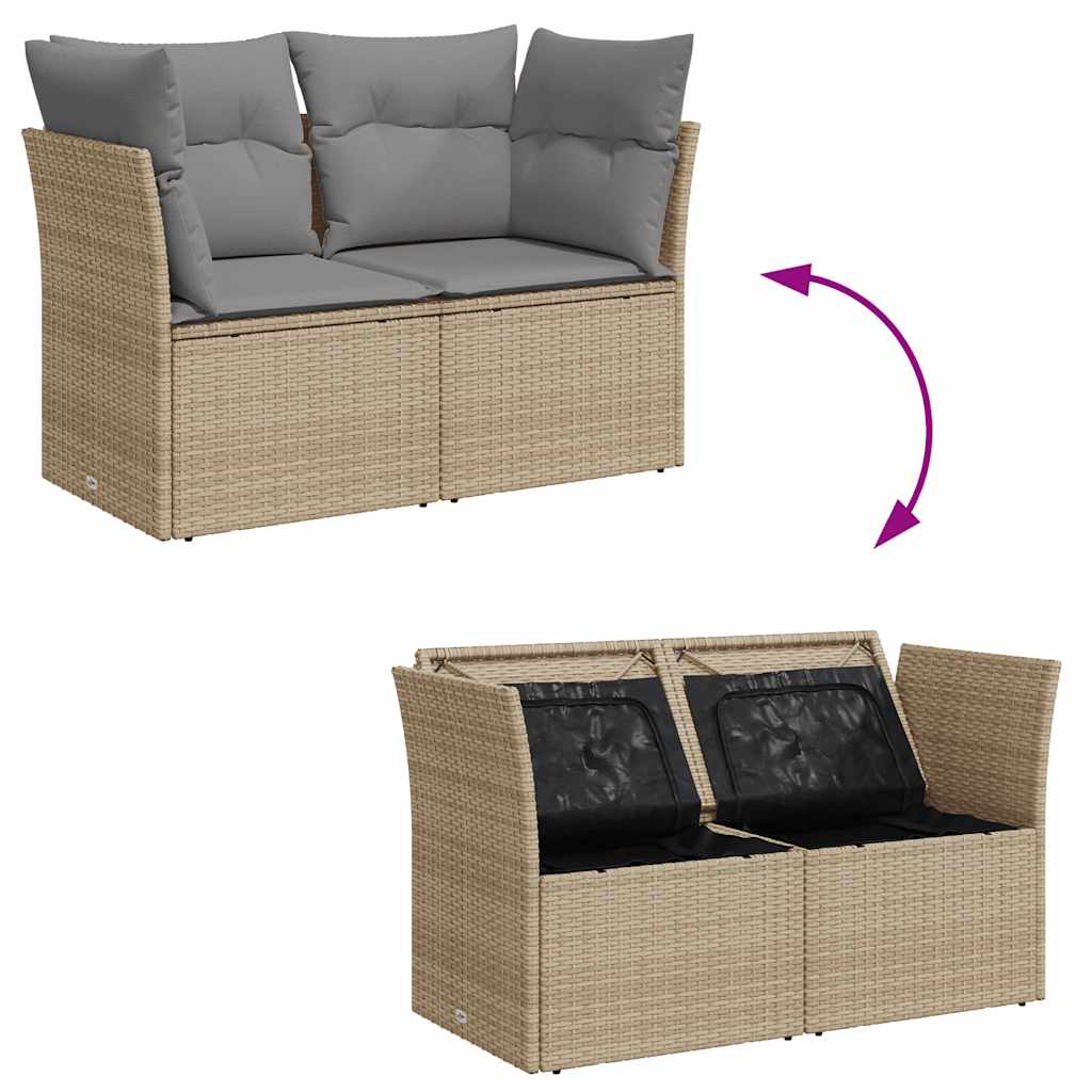 vidaXL Canapé de jardin 2 places avec coussins en résine tressée beige