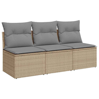 vidaXL Canapé de jardin 3 places avec coussins en résine tressée beige