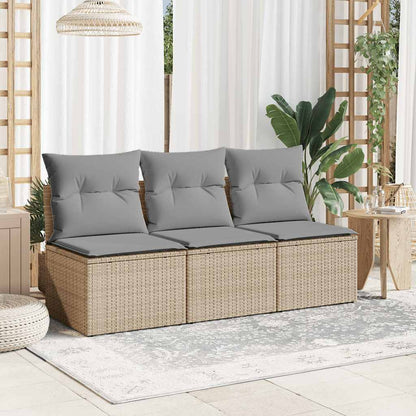 vidaXL Canapé de jardin 3 places avec coussins en résine tressée beige
