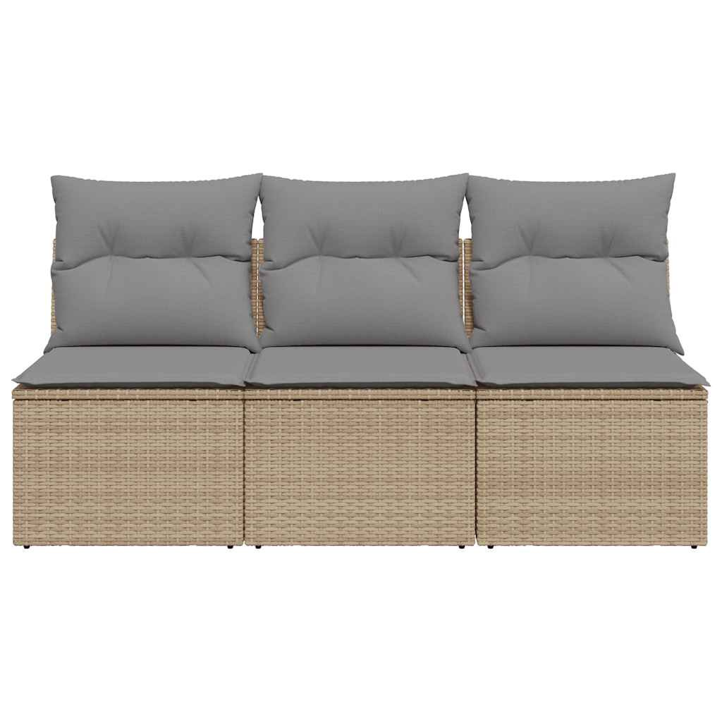 vidaXL Canapé de jardin 3 places avec coussins en résine tressée beige