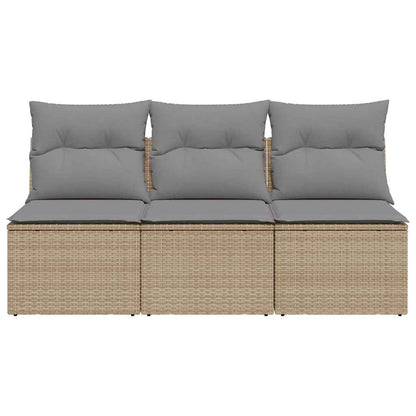 vidaXL Canapé de jardin 3 places avec coussins en résine tressée beige