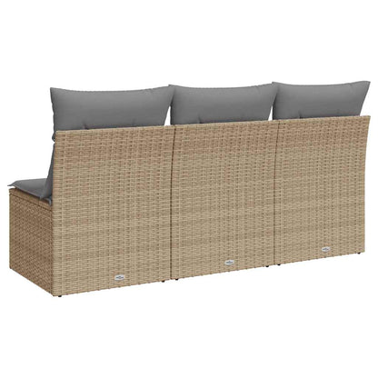 vidaXL Canapé de jardin 3 places avec coussins en résine tressée beige