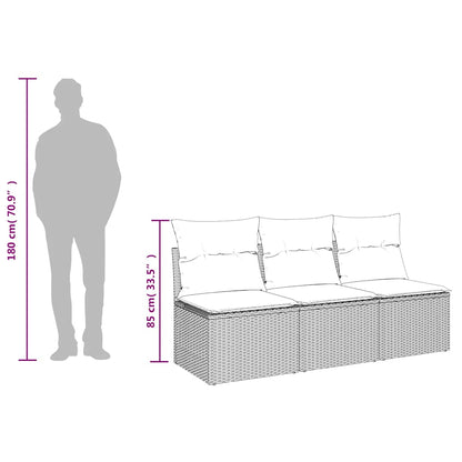 vidaXL Canapé de jardin 3 places avec coussins en résine tressée beige