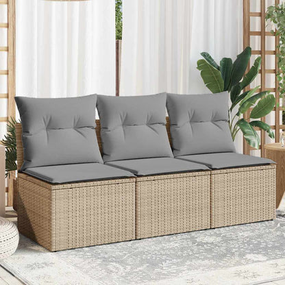 vidaXL Canapé de jardin 3 places avec coussins en résine tressée beige
