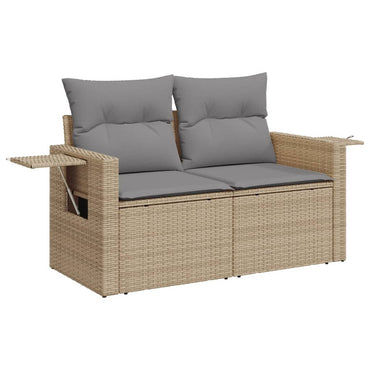 vidaXL Canapé de jardin 2 places avec coussins en résine tressée beige