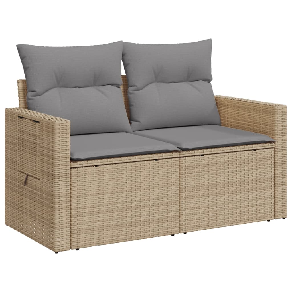 vidaXL Canapé de jardin 2 places avec coussins en résine tressée beige