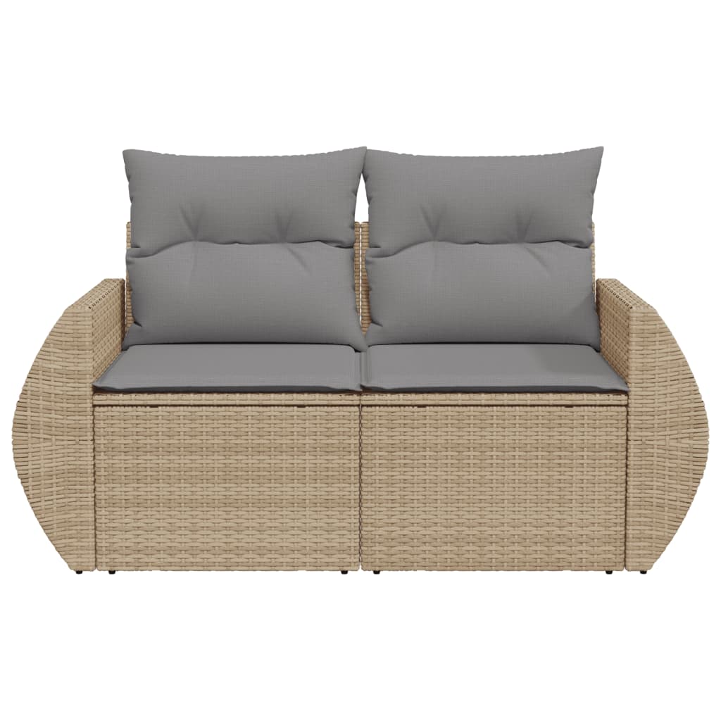 vidaXL Canapé de jardin 2 places avec coussins en résine tressée beige