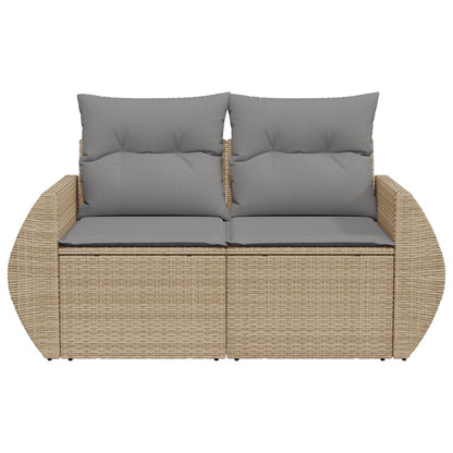 vidaXL Canapé de jardin 2 places avec coussins en résine tressée beige