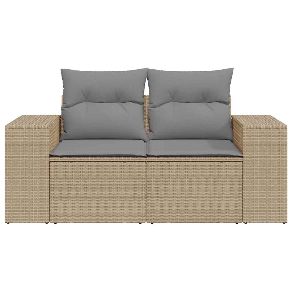vidaXL Canapé de jardin 2 places avec coussins en résine tressée beige
