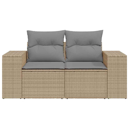 vidaXL Canapé de jardin 2 places avec coussins en résine tressée beige
