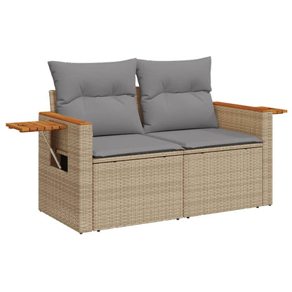 vidaXL Canapé de jardin 2 places avec coussins en résine tressée beige