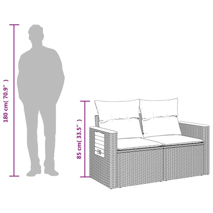 vidaXL Canapé de jardin 2 places avec coussins en résine tressée beige