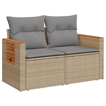 vidaXL Canapé de jardin 2 places avec coussins en résine tressée beige