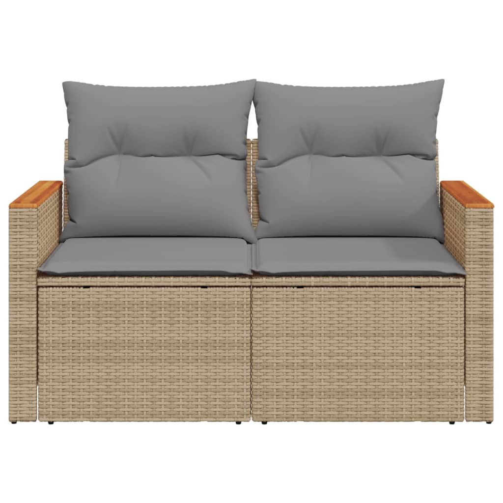 vidaXL Canapé de jardin 2 places avec coussins en résine tressée beige