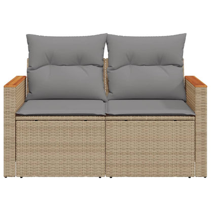 vidaXL Canapé de jardin 2 places avec coussins en résine tressée beige