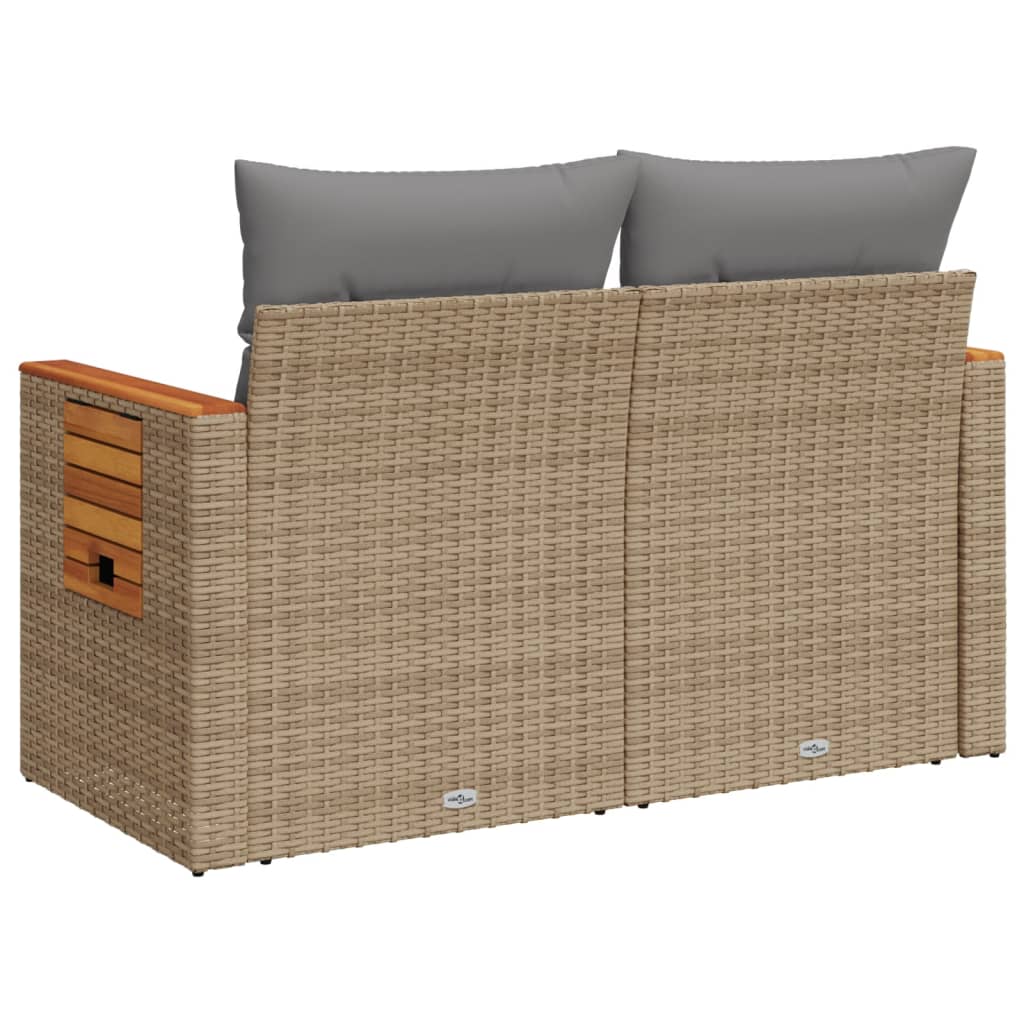 vidaXL Canapé de jardin 2 places avec coussins en résine tressée beige