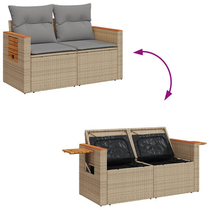 vidaXL Canapé de jardin 2 places avec coussins en résine tressée beige
