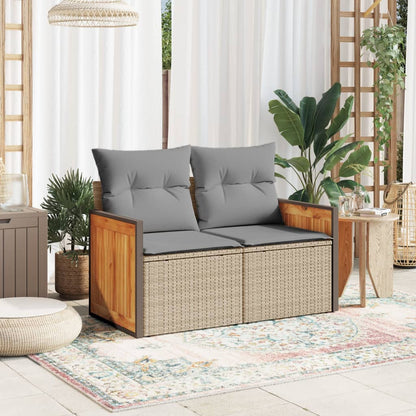 vidaXL Canapé de jardin 2 places avec coussins en résine tressée beige