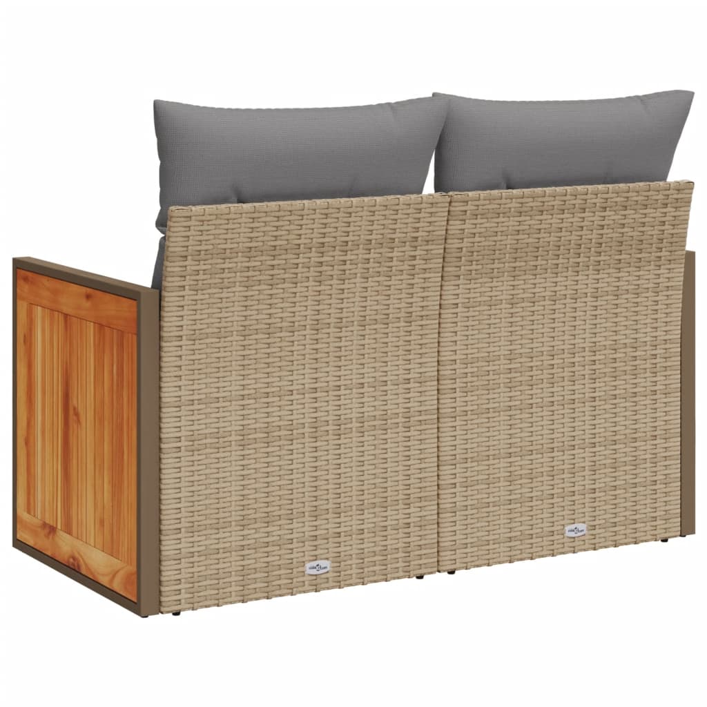 vidaXL Canapé de jardin 2 places avec coussins en résine tressée beige