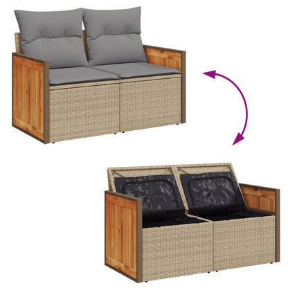 vidaXL Canapé de jardin 2 places avec coussins en résine tressée beige